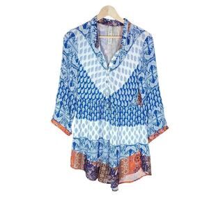 Aratta Silent Journey Anthropologie Womens Dress Medium Boho Floral Paisley Mini